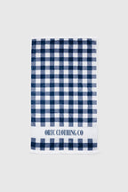 Beach Towel in Navy Gingham with Large 180 x 100 cm Coverage, Quick-Drying Terry Velour Blend and Tassel Detail