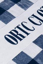 Beach Towel in Navy Gingham with Large 180 x 100 cm Coverage, Quick-Drying Terry Velour Blend and Tassel Detail