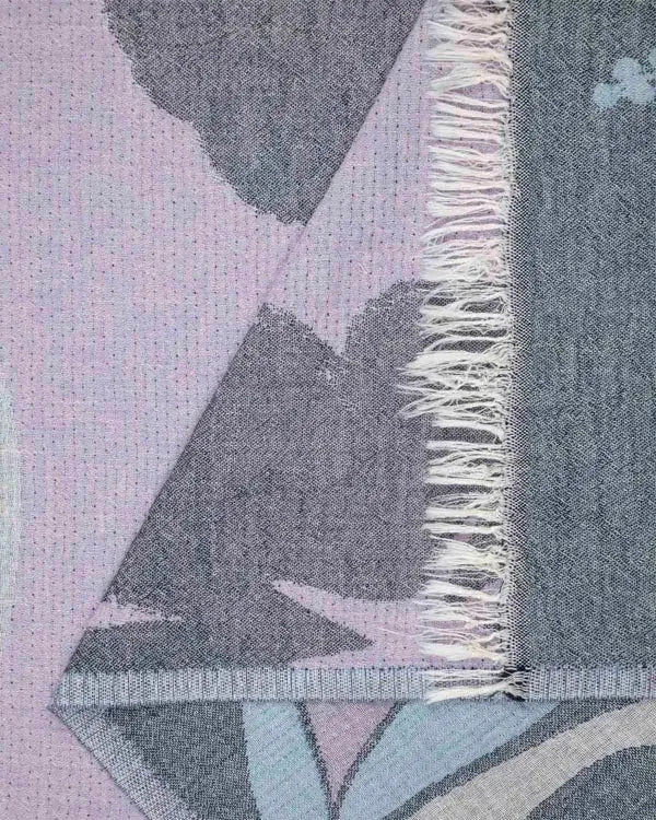 Beach Towel with Disney Stitch Hibiscus Design, Turkish Organic Cotton, Blue Double Jacquard Weave and Twisted Tassels