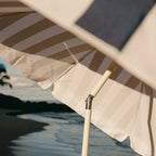 Beach Umbrella with Lightweight Aluminum Pole, Spacious Canopy and Coastal Stripe or Tiki Designs