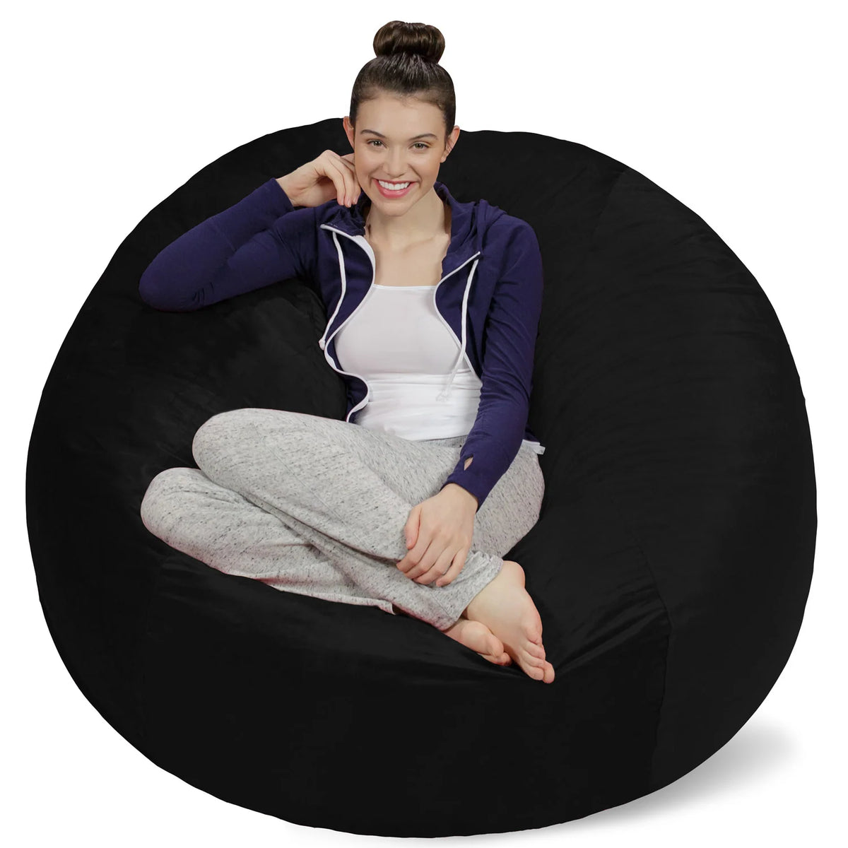 Bean Bag Chair, Microsuede-Black