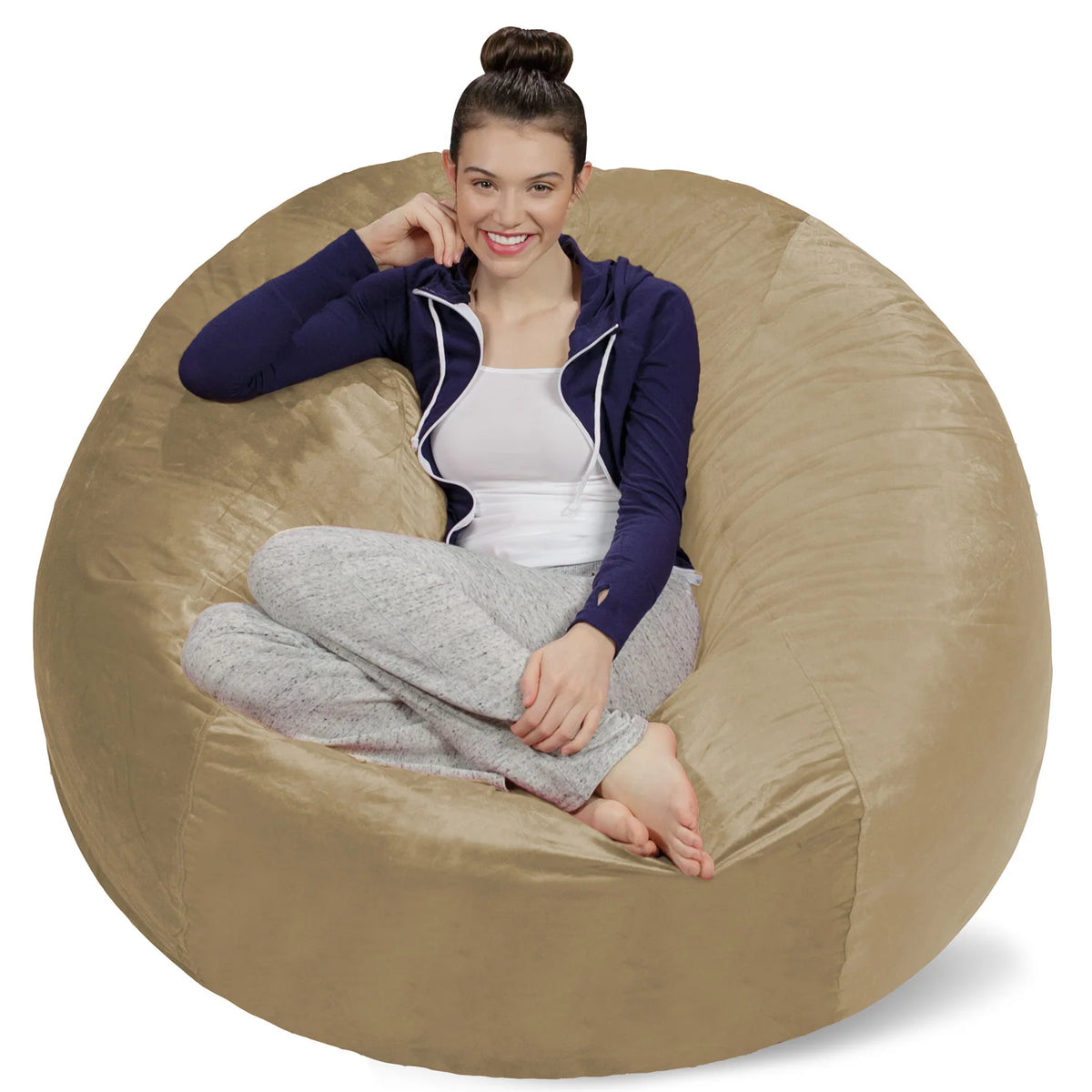Bean Bag Chair, Microsuede-Camel