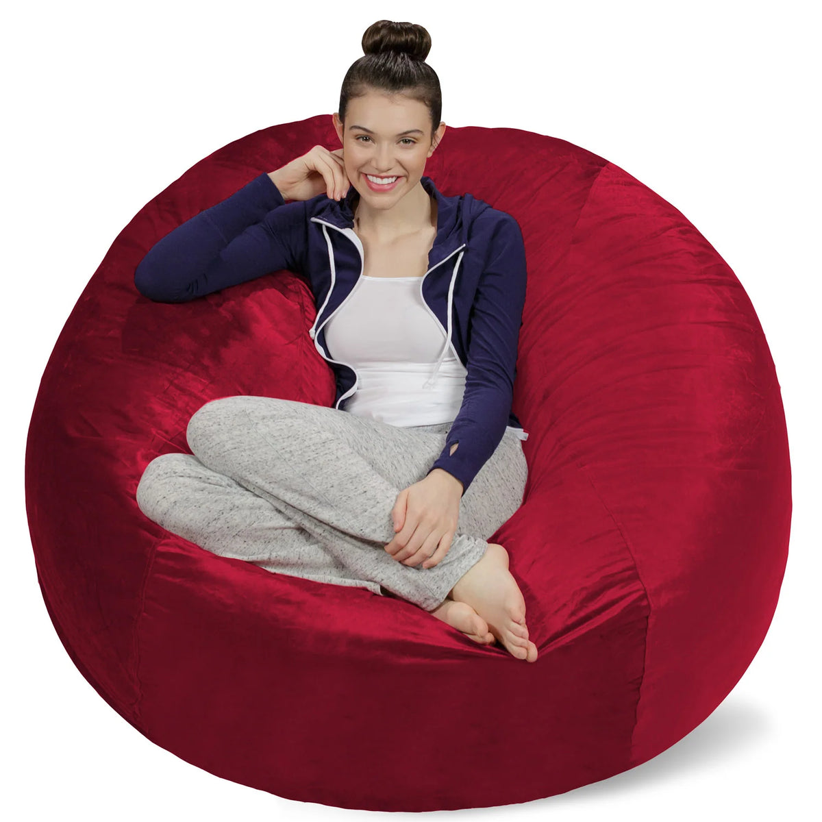 Bean Bag Chair, Microsuede-Cinnabar