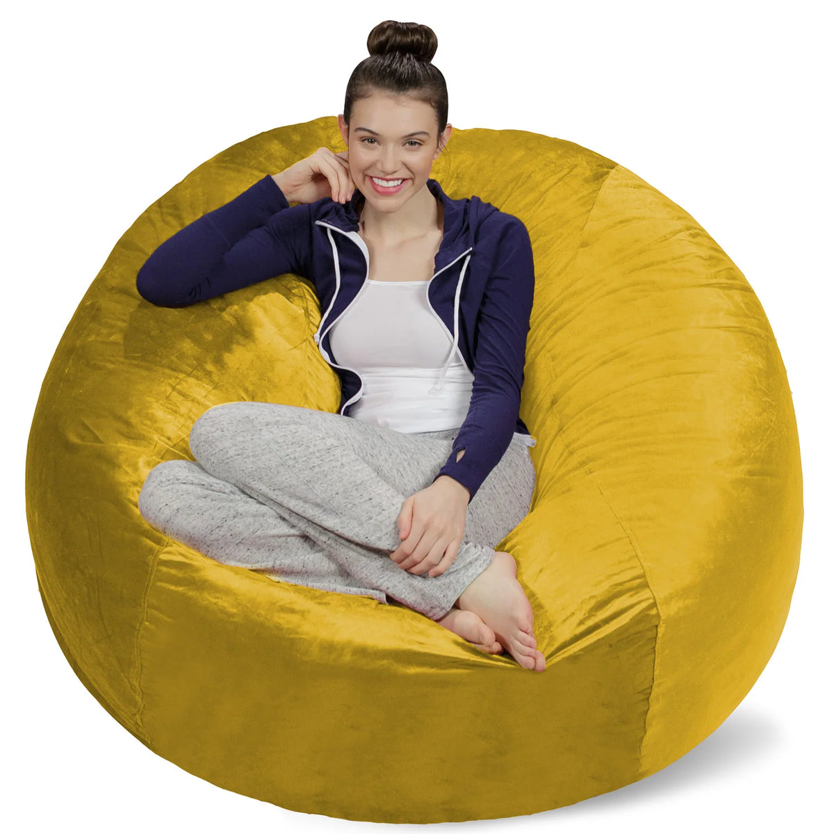 Bean Bag Chair, Microsuede-Lemon