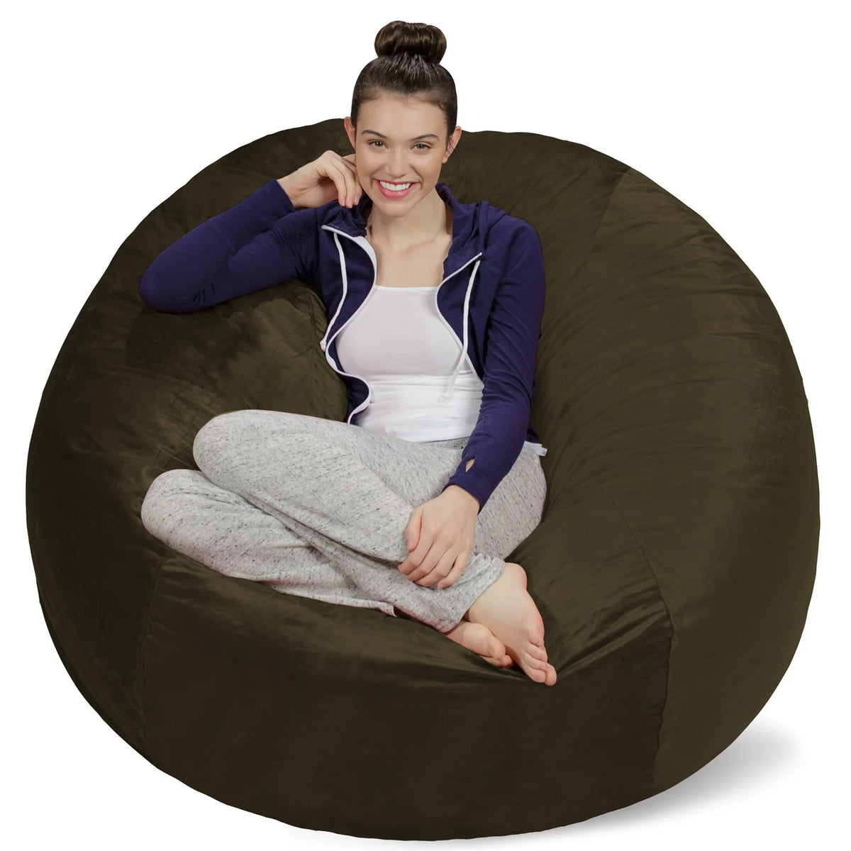 Bean Bag Chair, Microsuede-Olive