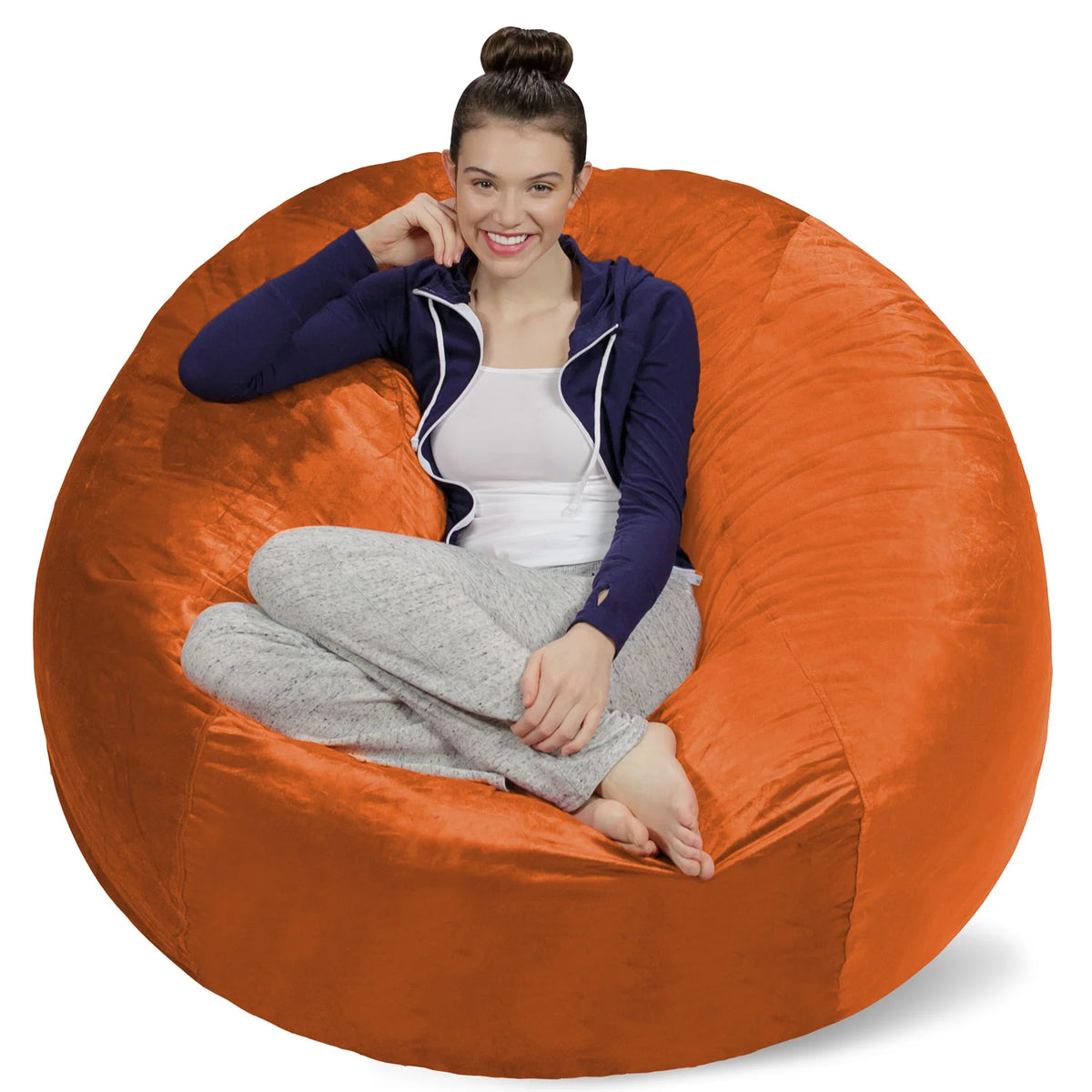 Bean Bag Chair, Microsuede-Orange