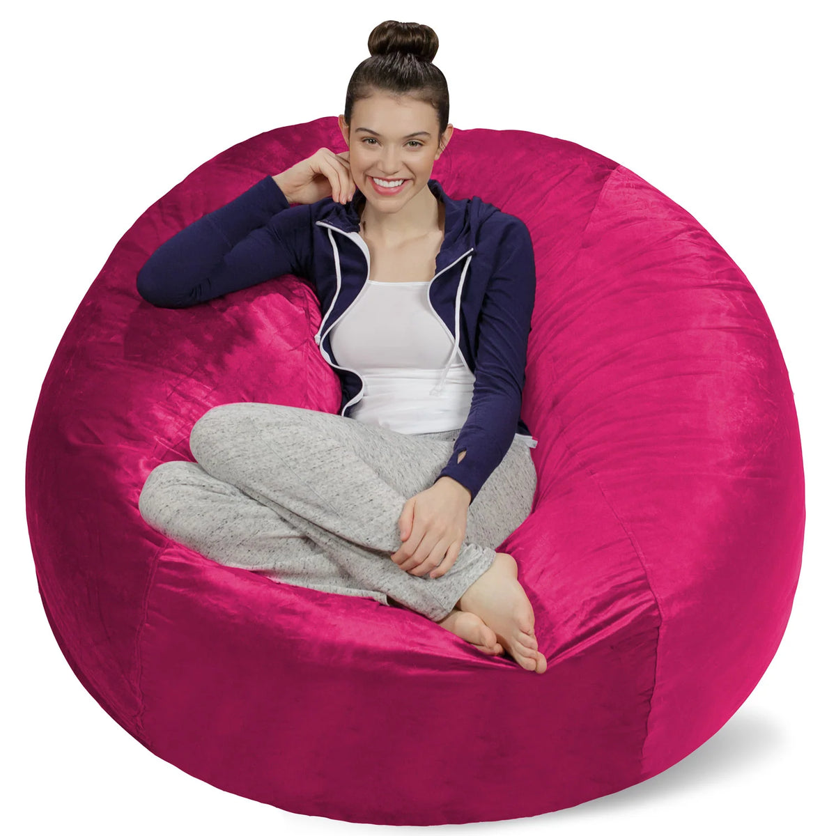 Bean Bag Chair, Microsuede-Pink