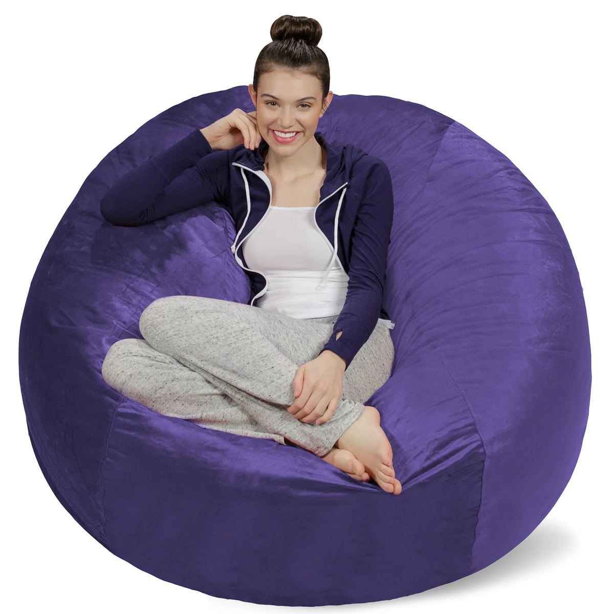 Bean Bag Chair, Microsuede-Purple
