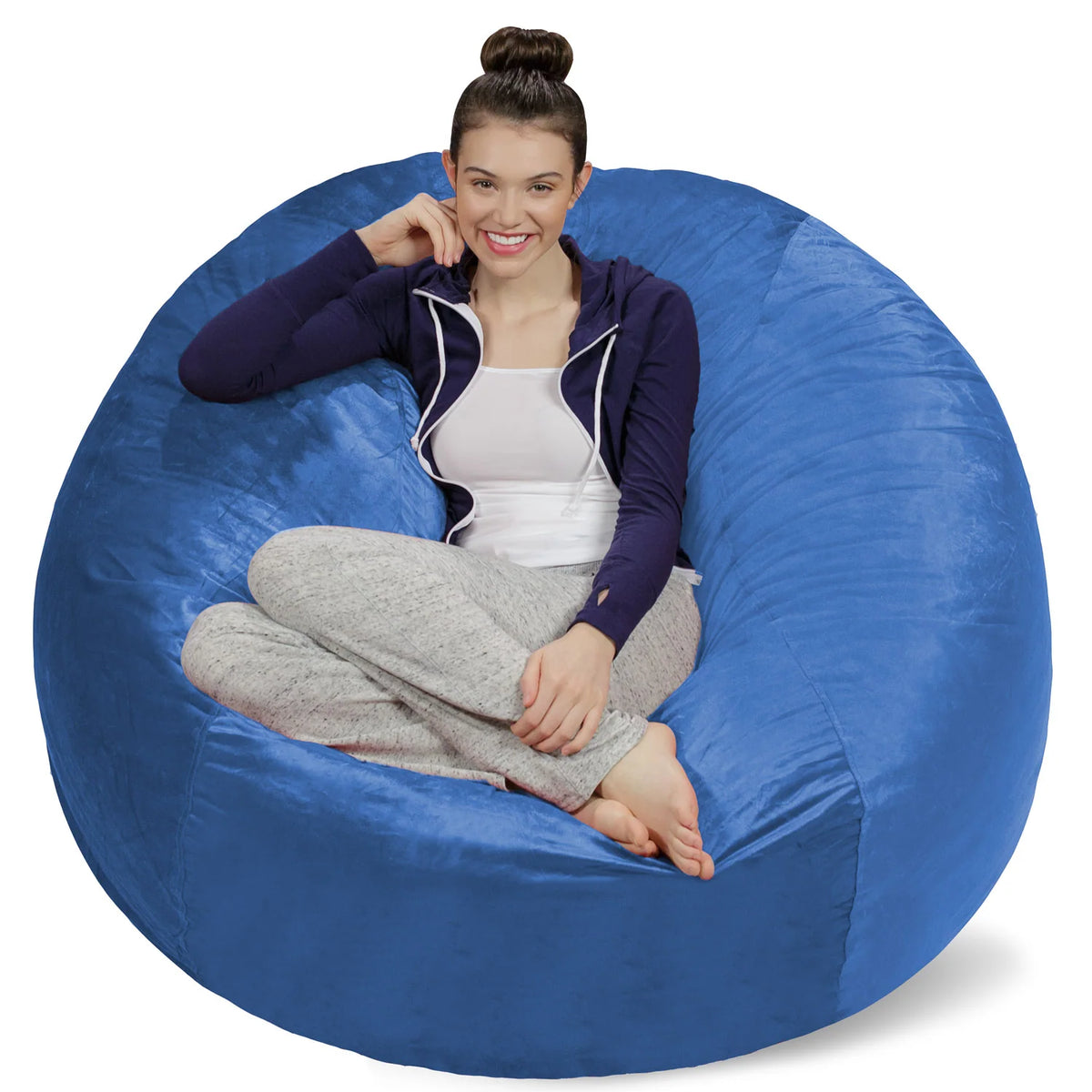 Bean Bag Chair, Microsuede-Royal Blue