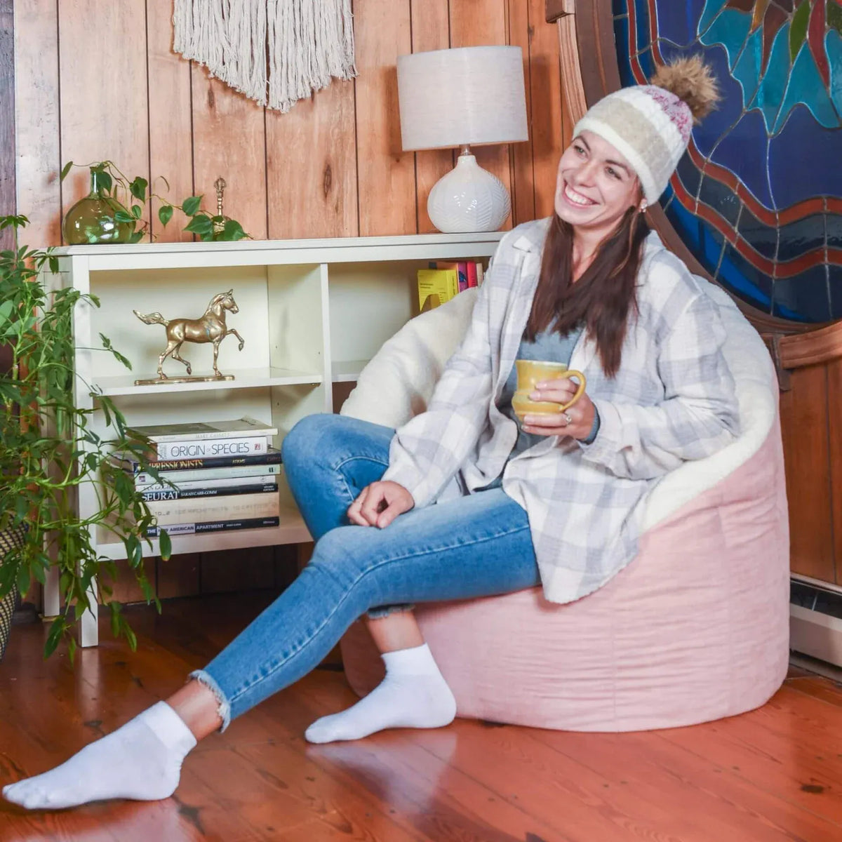 Bean Bag Chair, Signature-Desert Rose Sherpa Vegan