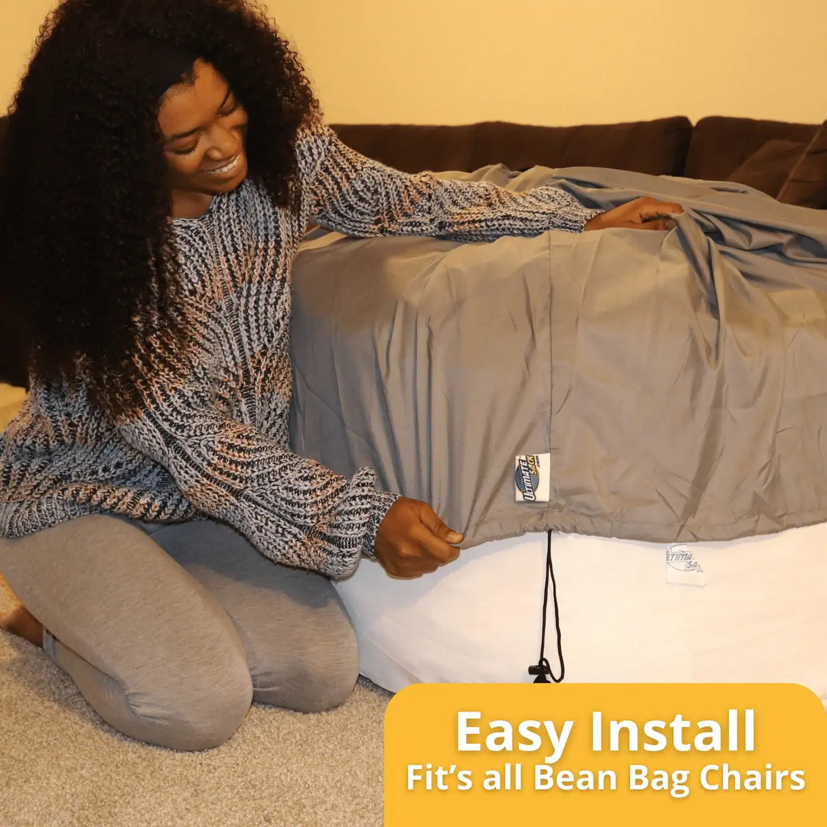 Bean Bag Cover for Between-Layer Protection, Water Resistant for Up to 12 Hours with a Drawstring Closure