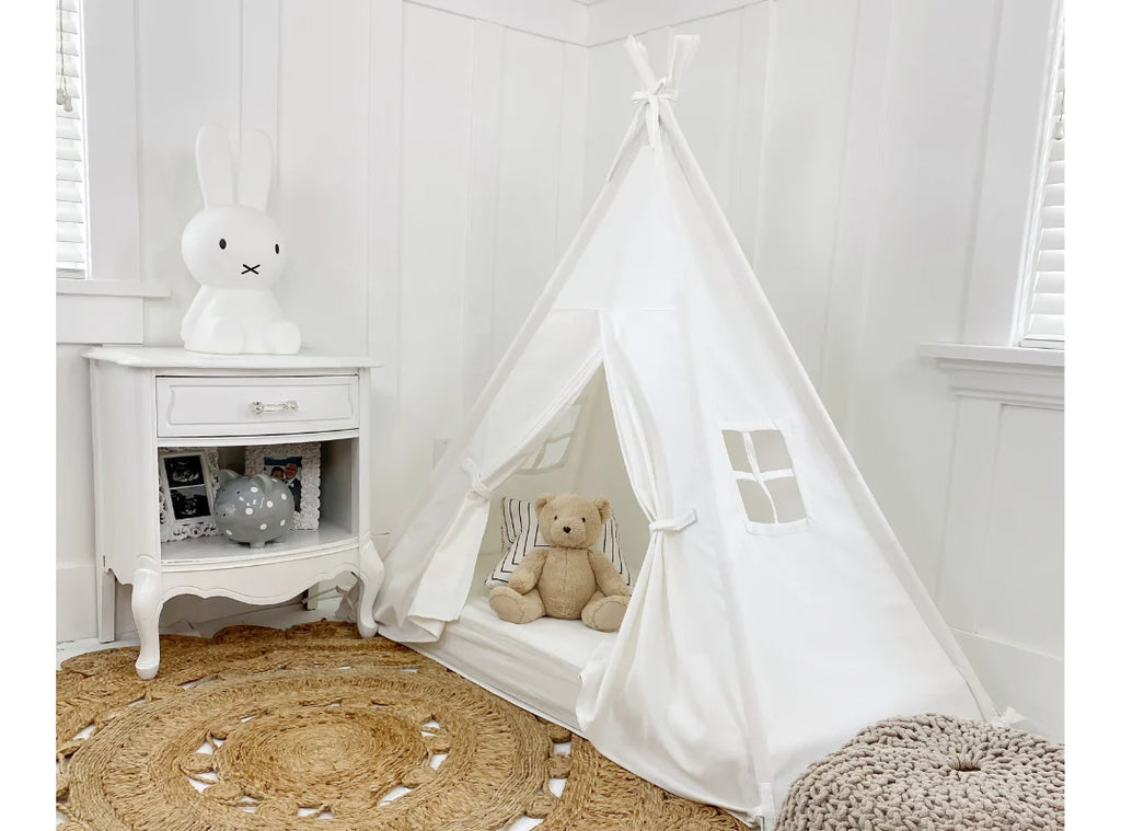 Bed Canopy Play Tent in Cream Cotton Canvas, Crib/Cot 28" x 52" Inches