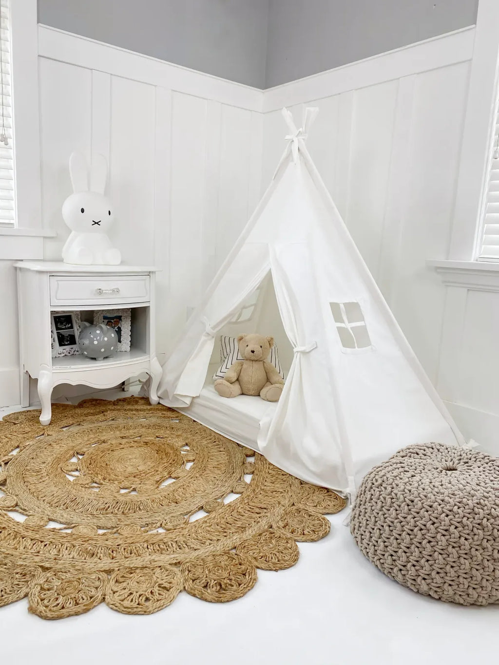 Bed Canopy Play Tent in Cream Cotton Canvas