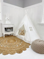 Bed Canopy Play Tent in Cream Cotton Canvas