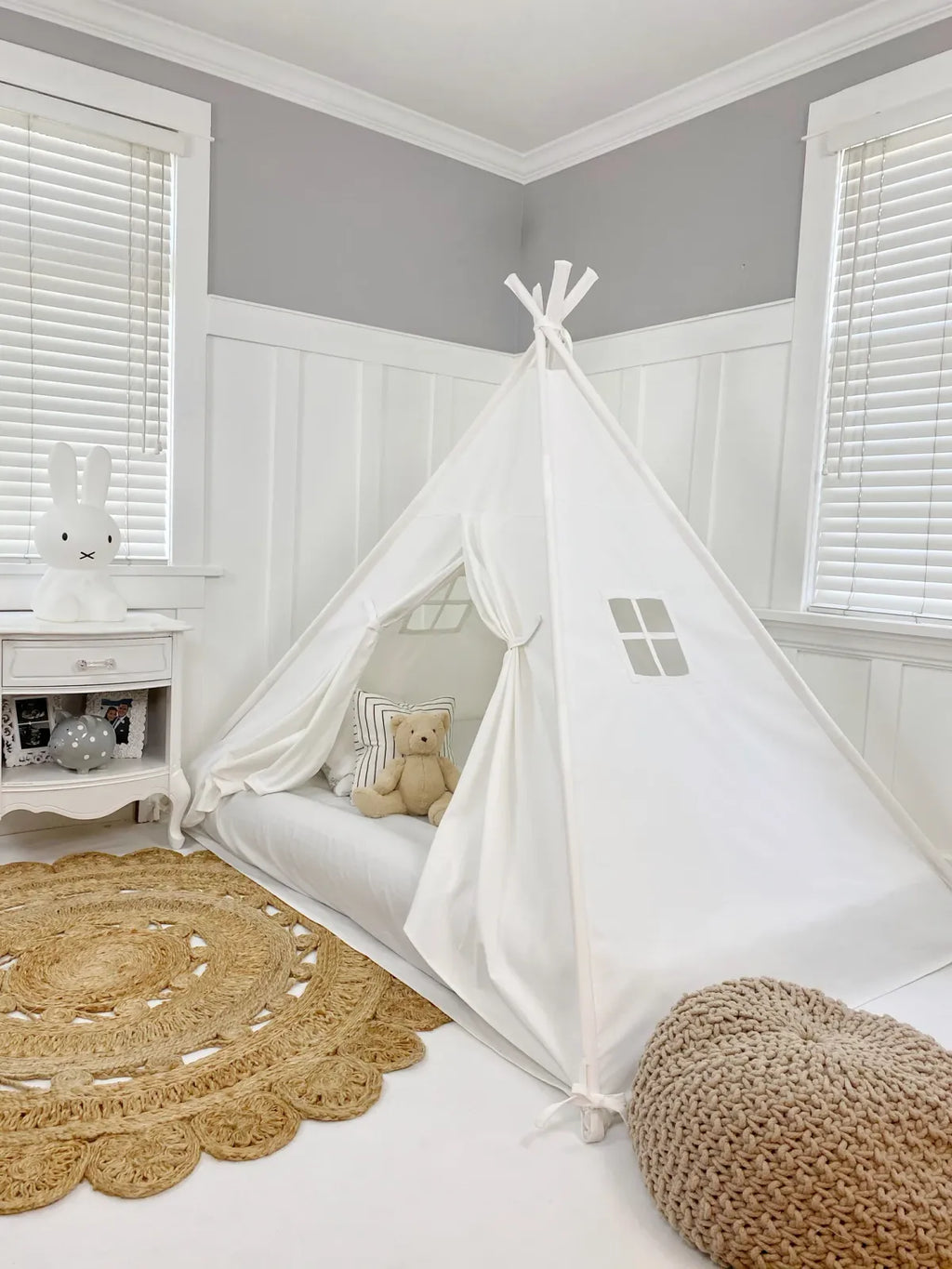 Bed Canopy Play Tent in Cream Cotton Canvas