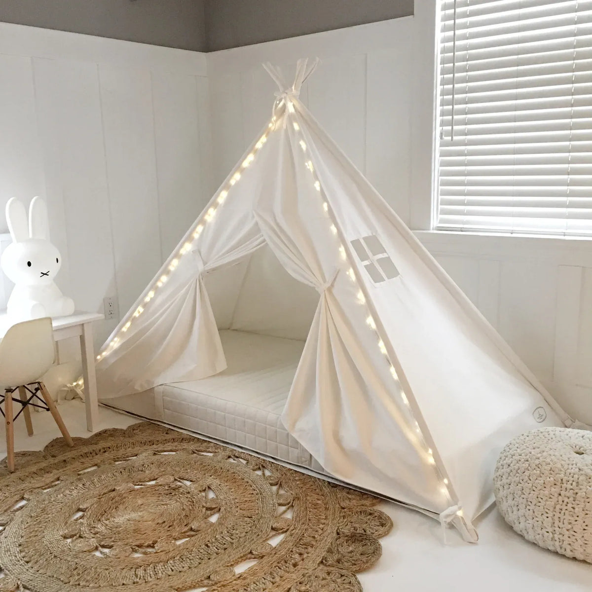 Bed Canopy Play Tent in Cream Cotton Canvas