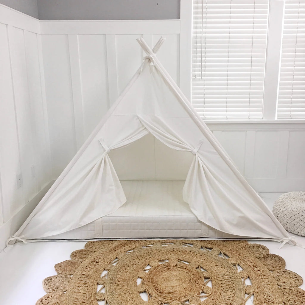 Bed Canopy Play Tent in Cream Cotton Canvas