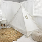Bed Canopy Play Tent in Cream Cotton Canvas