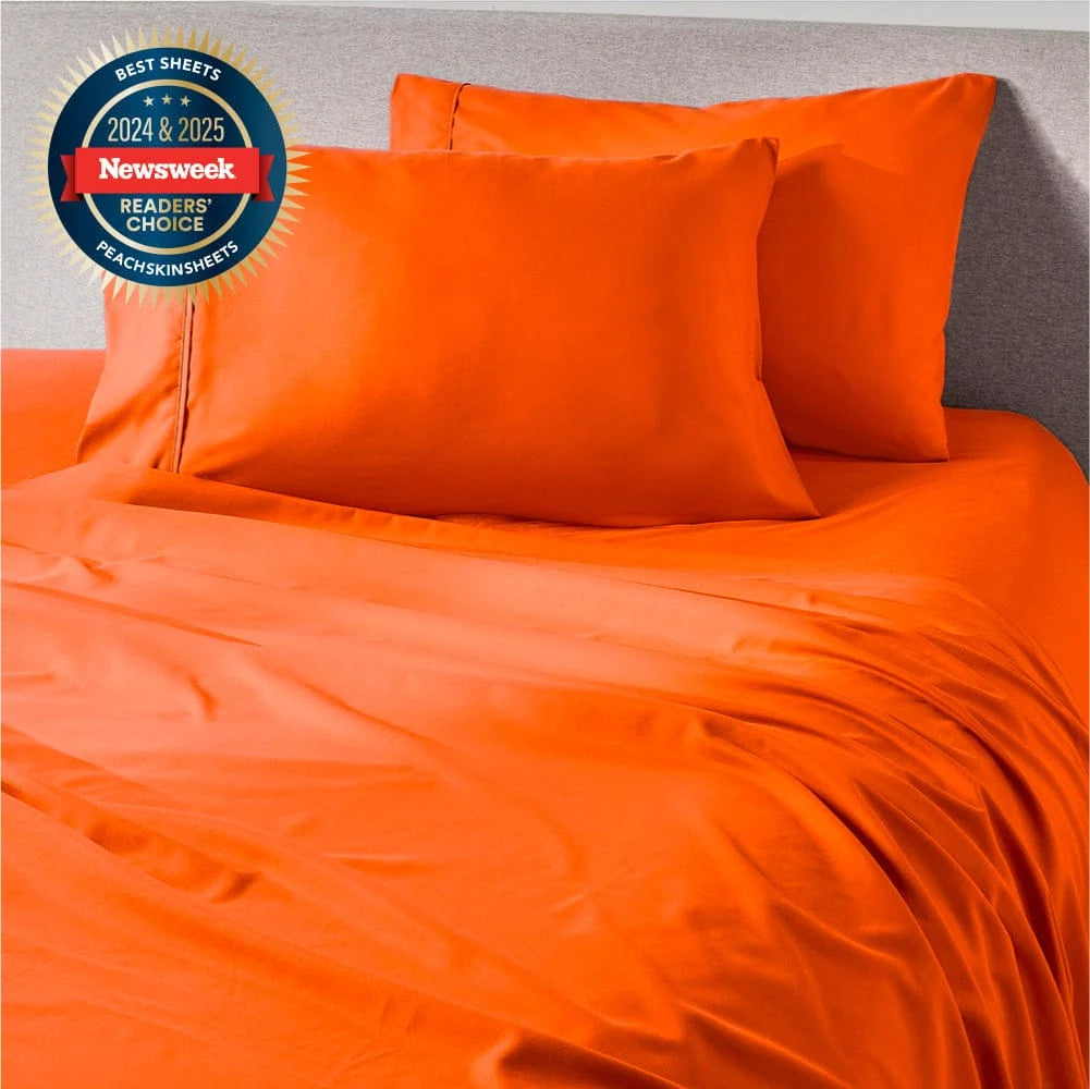 Bed Sheet Set with Fitted and Flat Sheets, Pillowcases, and European Envelope Closures in Multiple Bed Sizes