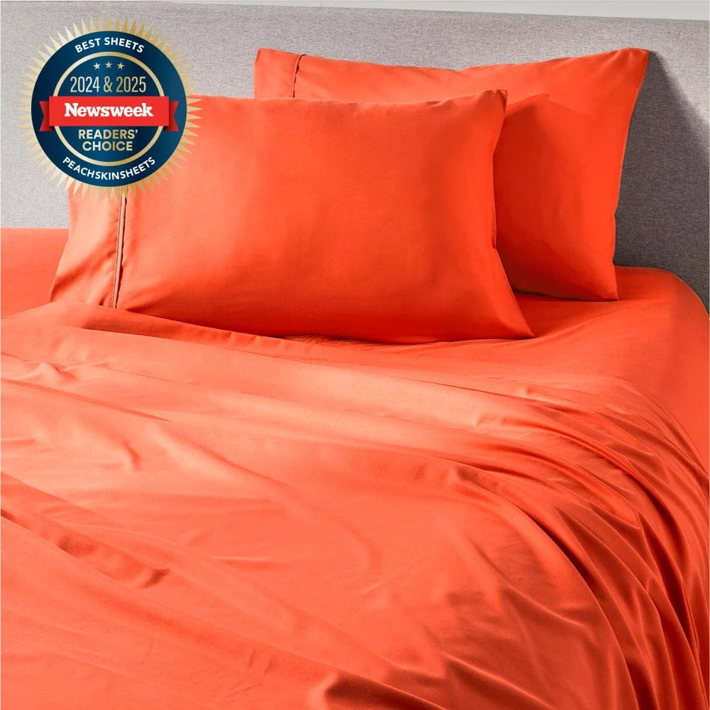 Bed Sheet Set with Fitted Sheet, Flat Sheet and Envelope Pillowcases in Twin to Split King Sizes