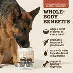 Beef Bone Broth Powder for Dogs with Probiotics, Made from Grass-Fed Bones for Savory Meal Topping