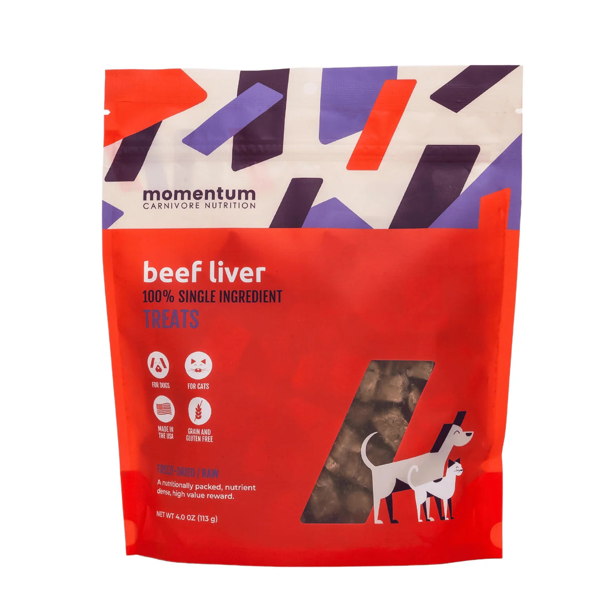Beef Liver Dog Treats, Freeze-Dried Single-Ingredient Reward for Dogs and Cats, 4 oz Package