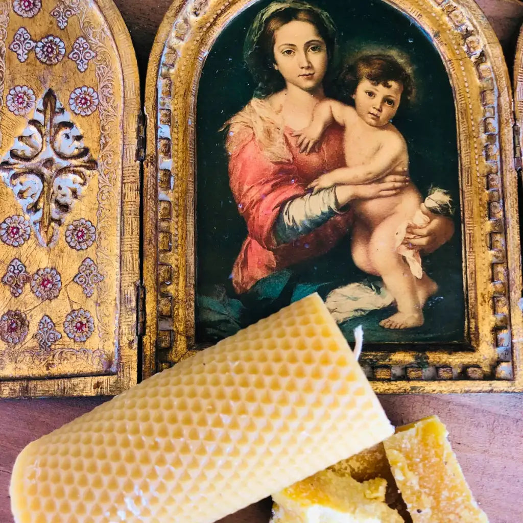 Beeswax Candle Sets with Golden Florida Wildflower Honey Scent, Pure Cotton Wick and 44-Hour Pillar Candles
