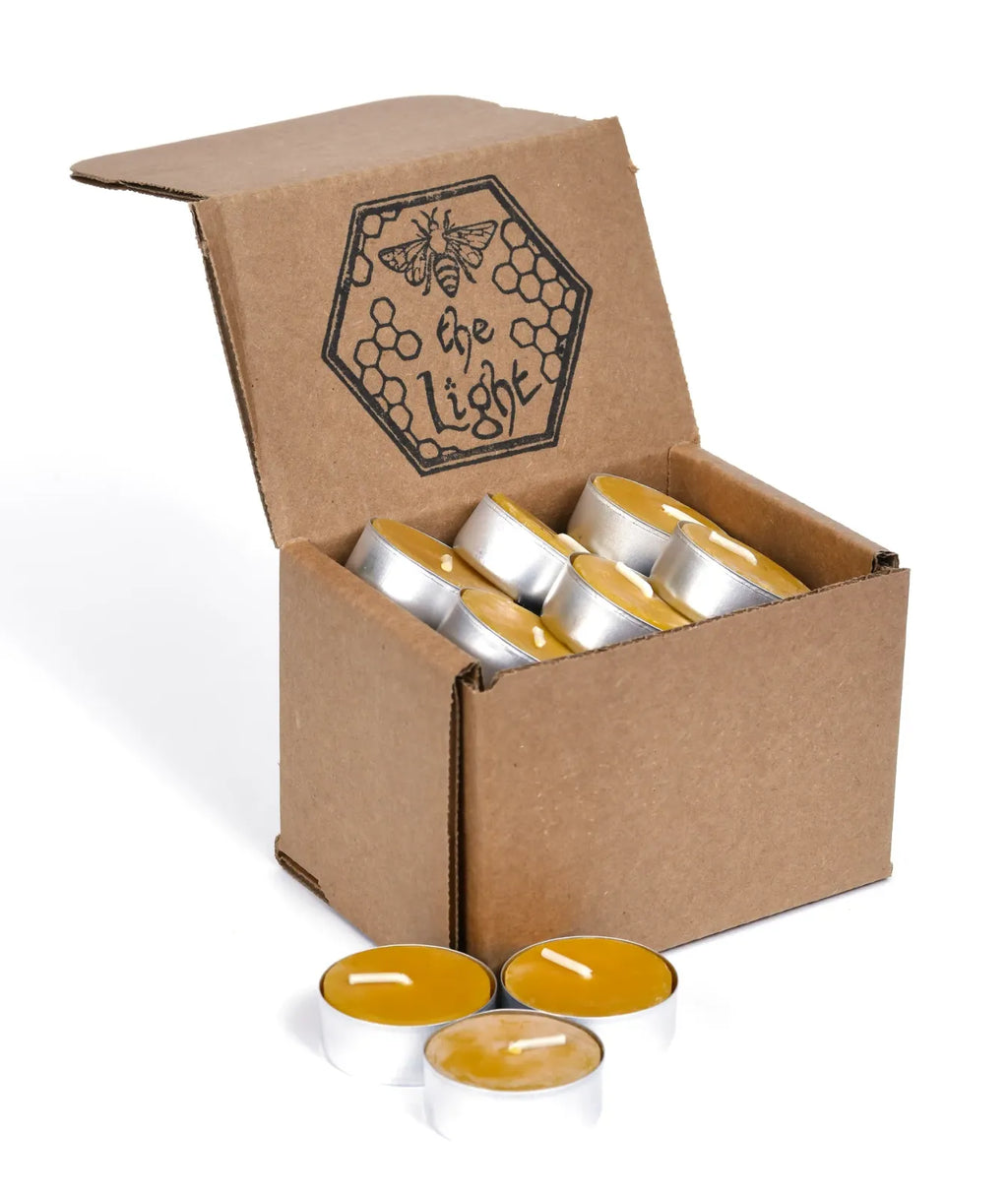 Beeswax Tealight Candles, Hand-Poured in Virginia and Unscented, 24