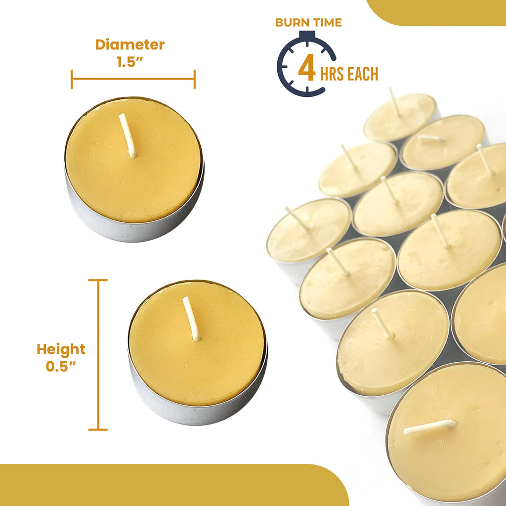 Beeswax Tealight Candles, Hand-Poured in Virginia and Unscented