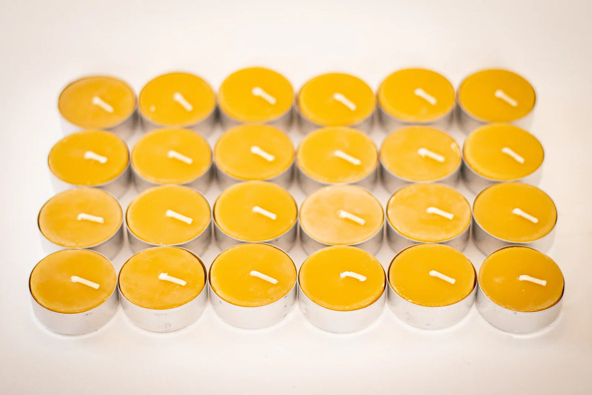 Beeswax Tealight Candles, Hand-Poured in Virginia and Unscented