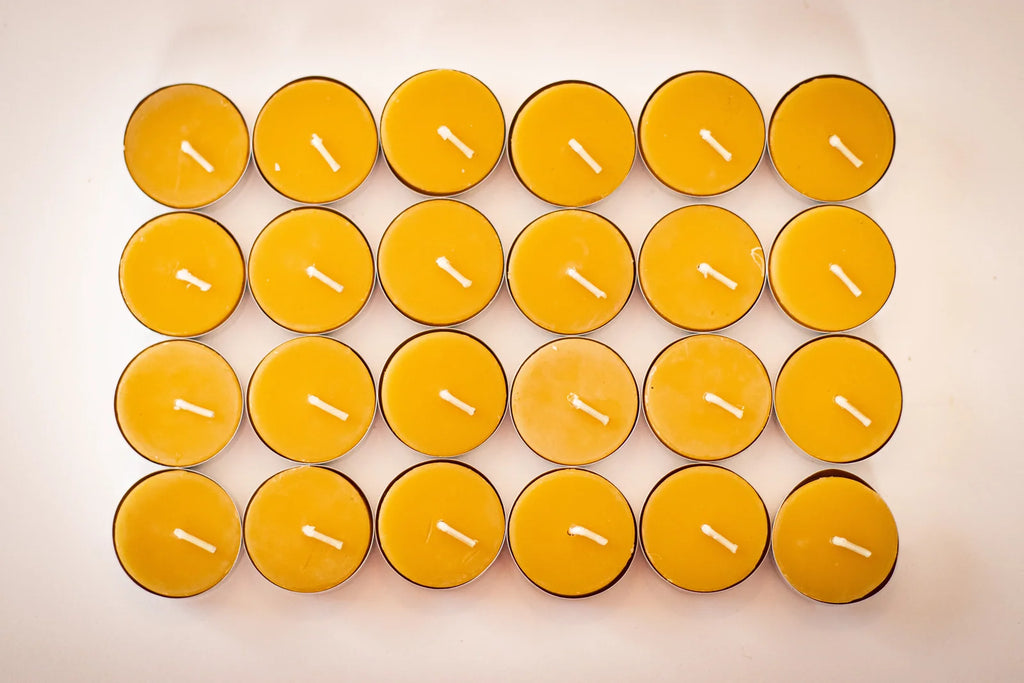 Beeswax Tealight Candles, Hand-Poured in Virginia and Unscented