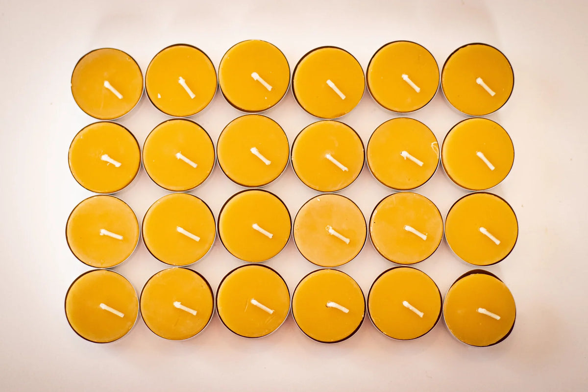 Beeswax Tealight Candles, Hand-Poured in Virginia and Unscented
