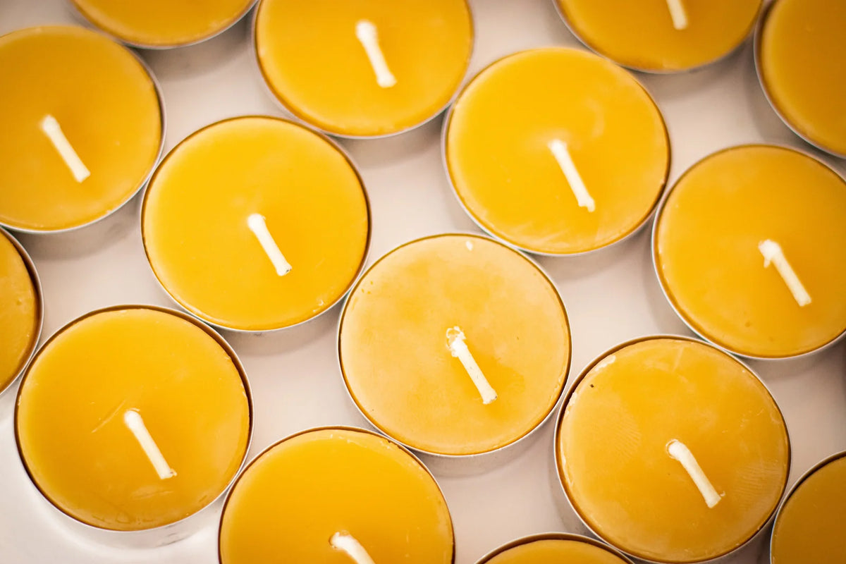 Beeswax Tealight Candles, Hand-Poured in Virginia and Unscented