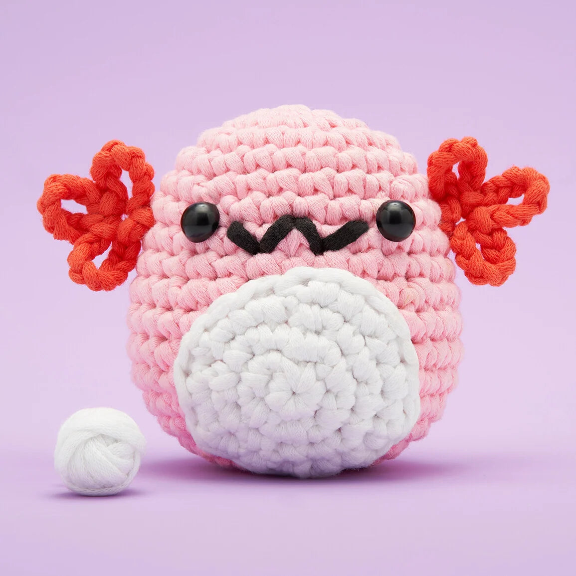 Beginner Axolotl Crochet Kit with Pre-Started Yarn, Video Tutorials, 4mm Hook and PDF Pattern