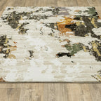Beige and Charcoal Abstract Area Rug