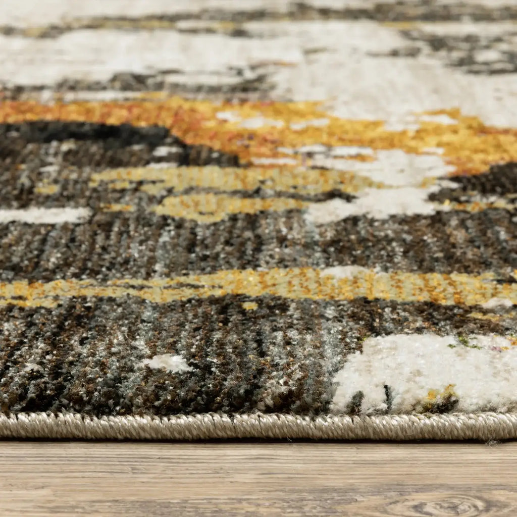 Beige and Charcoal Abstract Area Rug