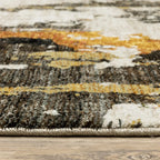 Beige and Charcoal Abstract Area Rug
