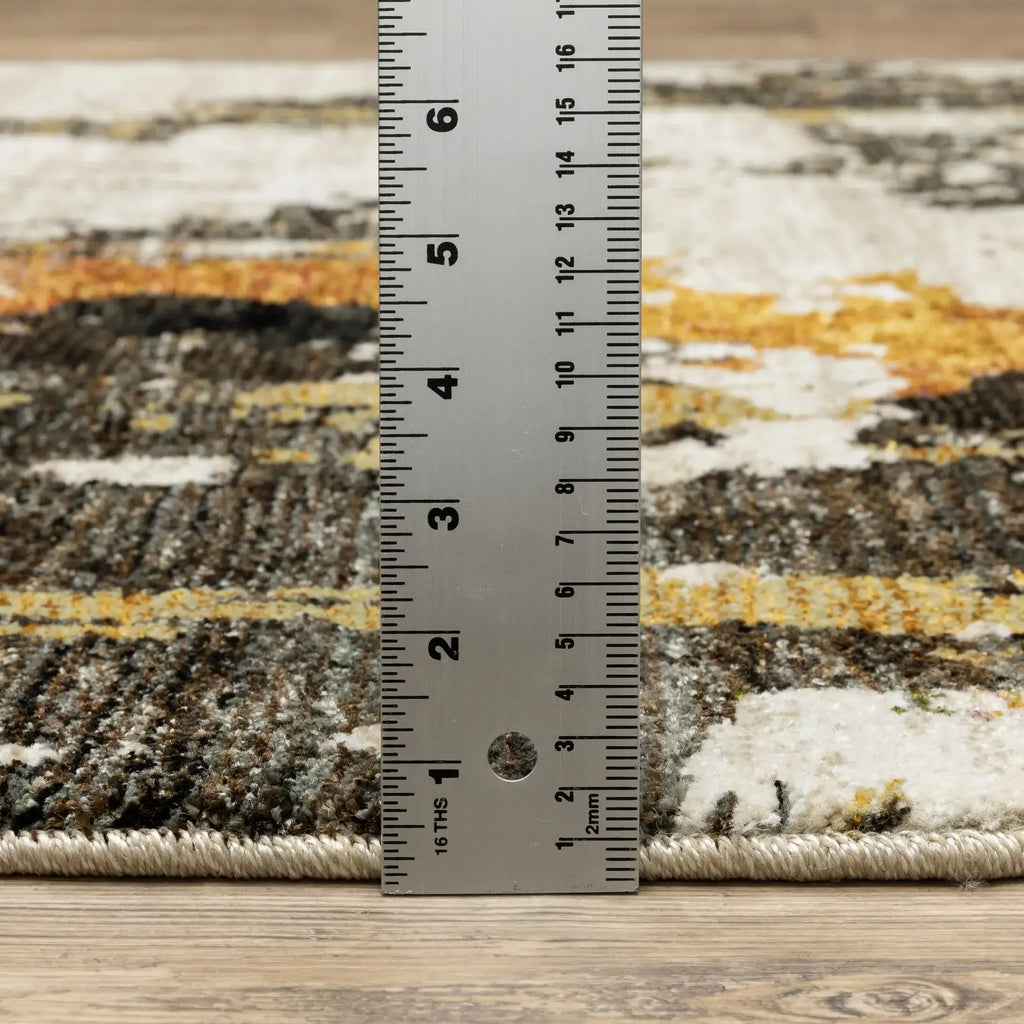 Beige and Charcoal Abstract Area Rug