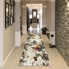 Beige and Charcoal Abstract Area Rug