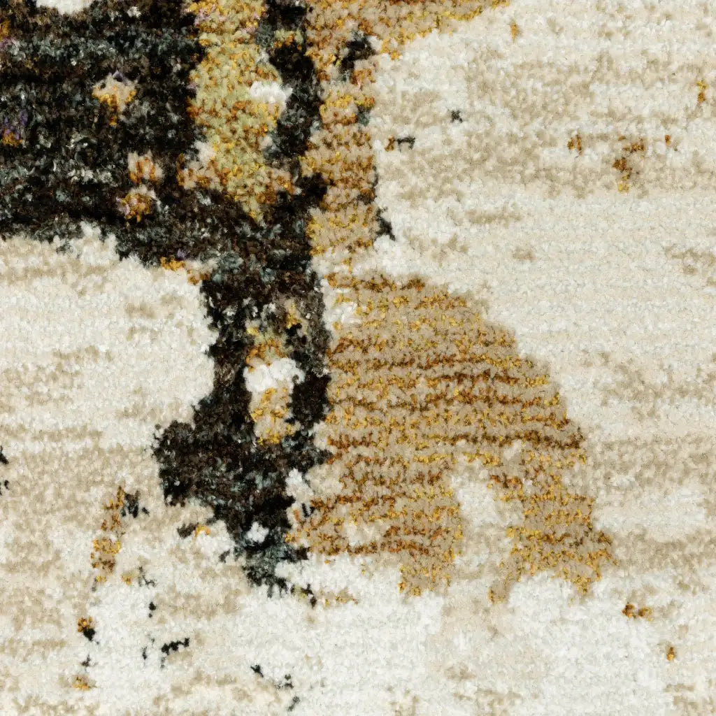Beige and Charcoal Abstract Area Rug