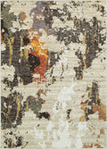 Beige and Charcoal Abstract Area Rug