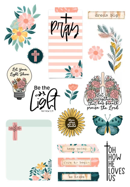 Bible Journaling Sticker Book with 10 Colorful Matte Sheets and 157 Stickers for Planners, Journals, and Creative Notes