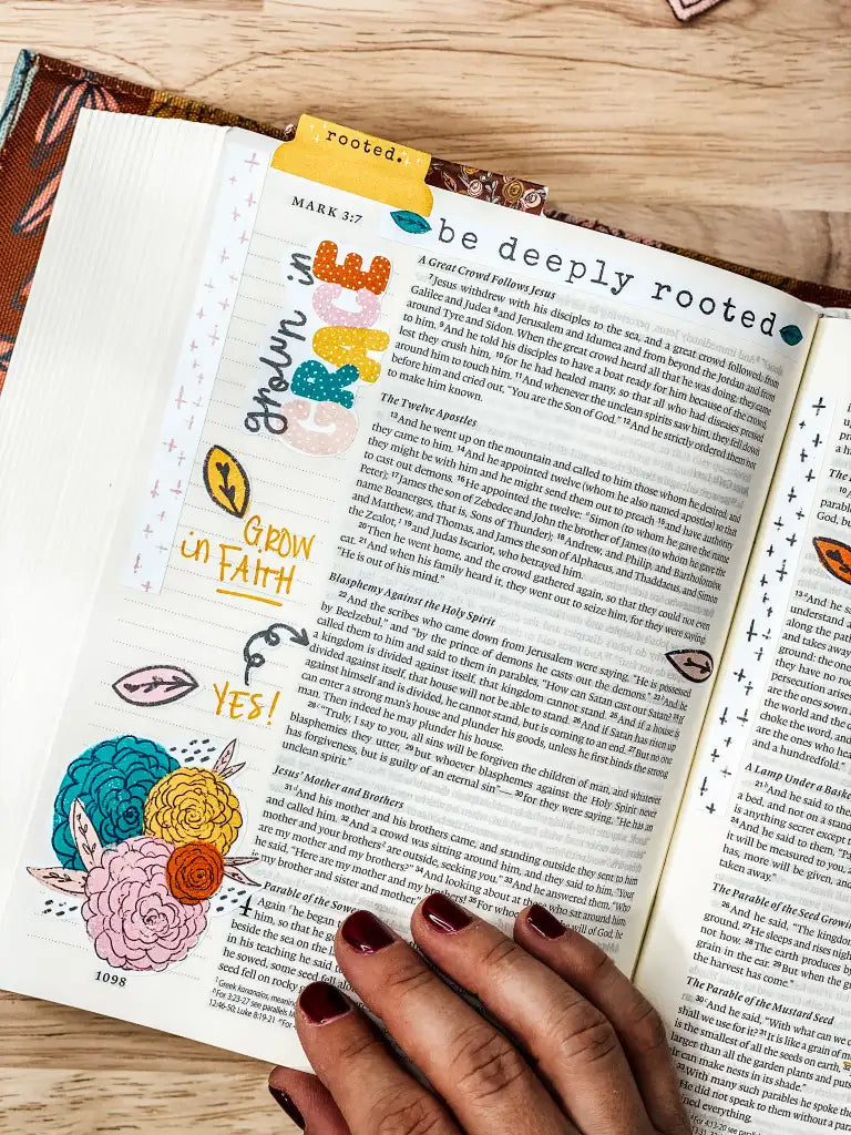 Bible Journaling Sticker Sheet, 5 x 7 Inch Durable Vinyl Designs for Bibles, Journals, Tumblers and Creative Projects