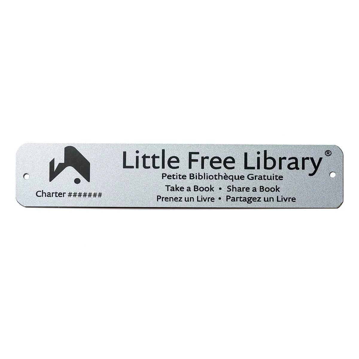 Bilingual Library Charter Sign with English and Spanish Messaging and Unique Registration Number