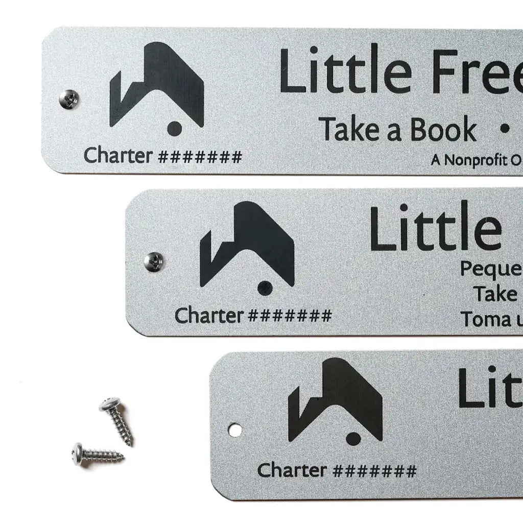 Bilingual Library Charter Sign with English and Spanish Messaging and Unique Registration Number