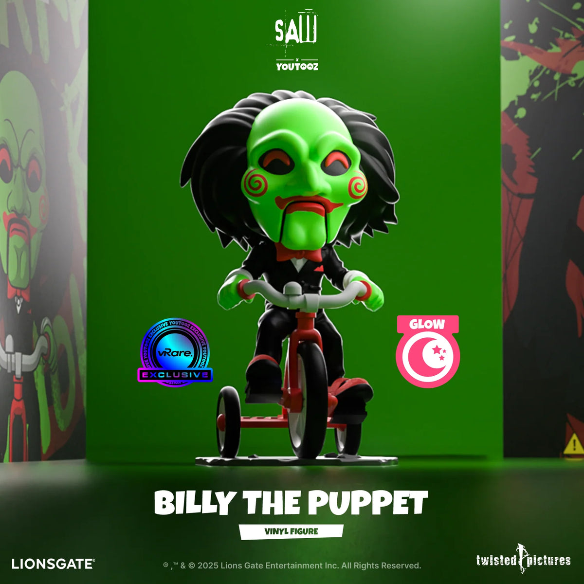 Billy the Puppet Collectible Figure in Glow-in-the-Dark Form on a