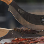 Biltong Cutter with Sharp Stainless Steel Blade, Solid Wood Base and Removable Magnetic Catch Pan