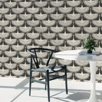 Bird Wallpaper with Peel and Stick Application, Mid-Century Feather Flock Pattern in Multiple Scalloped Colorways