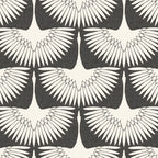 Bird Wallpaper with Pe — SINGLE ROLL / Storm Grey Scallops / DOUBLE ROLL / Storm Grey Scallops / SAMPLE / Storm Grey Scallops
