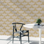 Bird Wallpaper with Peel and Stick Application, Mid-Century Feather Flock Pattern in Multiple Scalloped Colorways